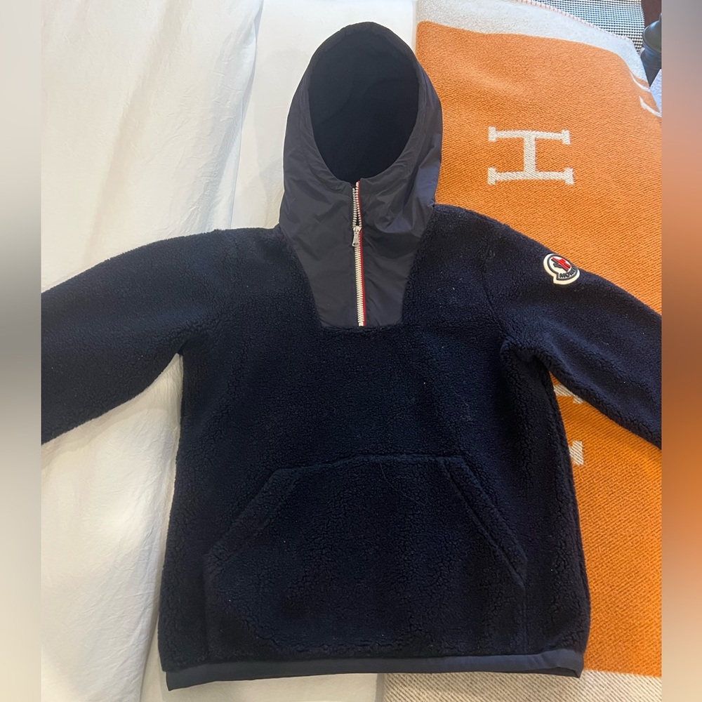 Moncler Boy's Navy Teddy Fleece Hoodie